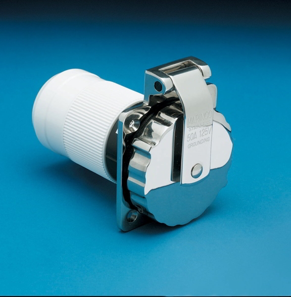 Marinco 50 Amp 125V/250V Stainless Steel Easy Lock Power Inlet