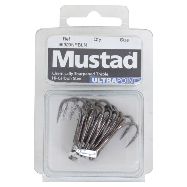 Mustad 36329BLN Treble Hooks 1/0 Qty 6