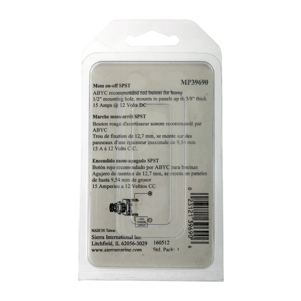 Sierra MP39690 Red Boat Horn Button 0.5in dia