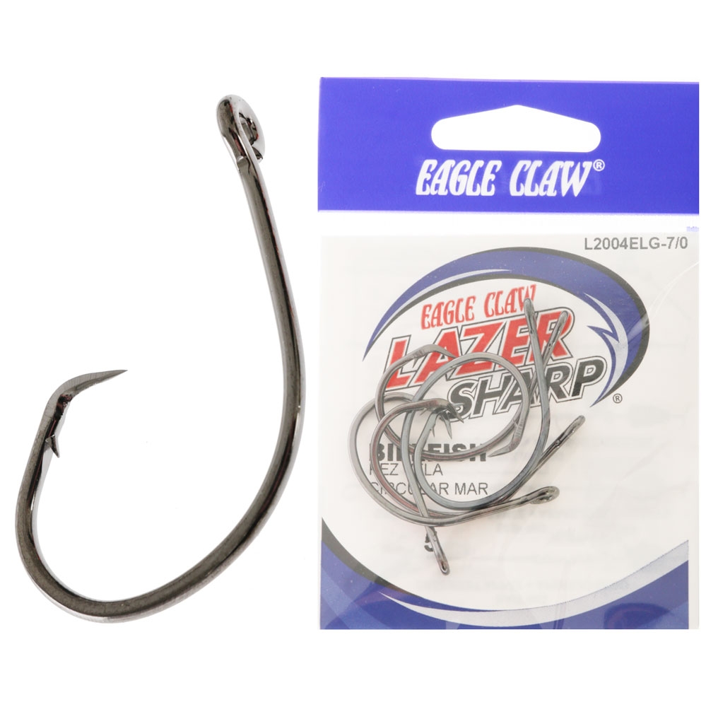 Eagle Claw L2004EL Lazer Sharp Light Gauge Circle Hooks 7/0 Qty 5