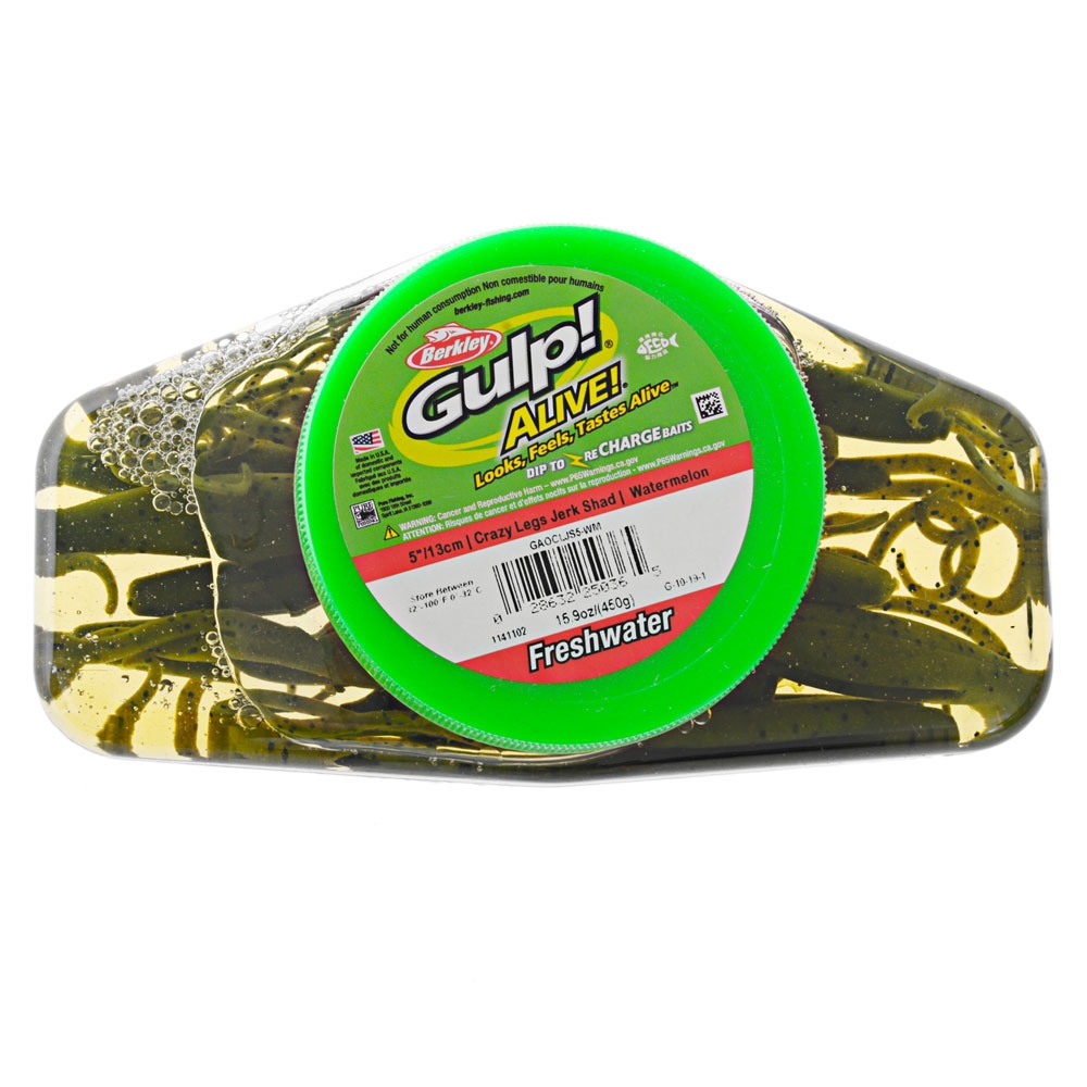 Berkley Gulp Alive Crazy Legs Jerk Shad Soft Bait Tub 13cm Watermelon