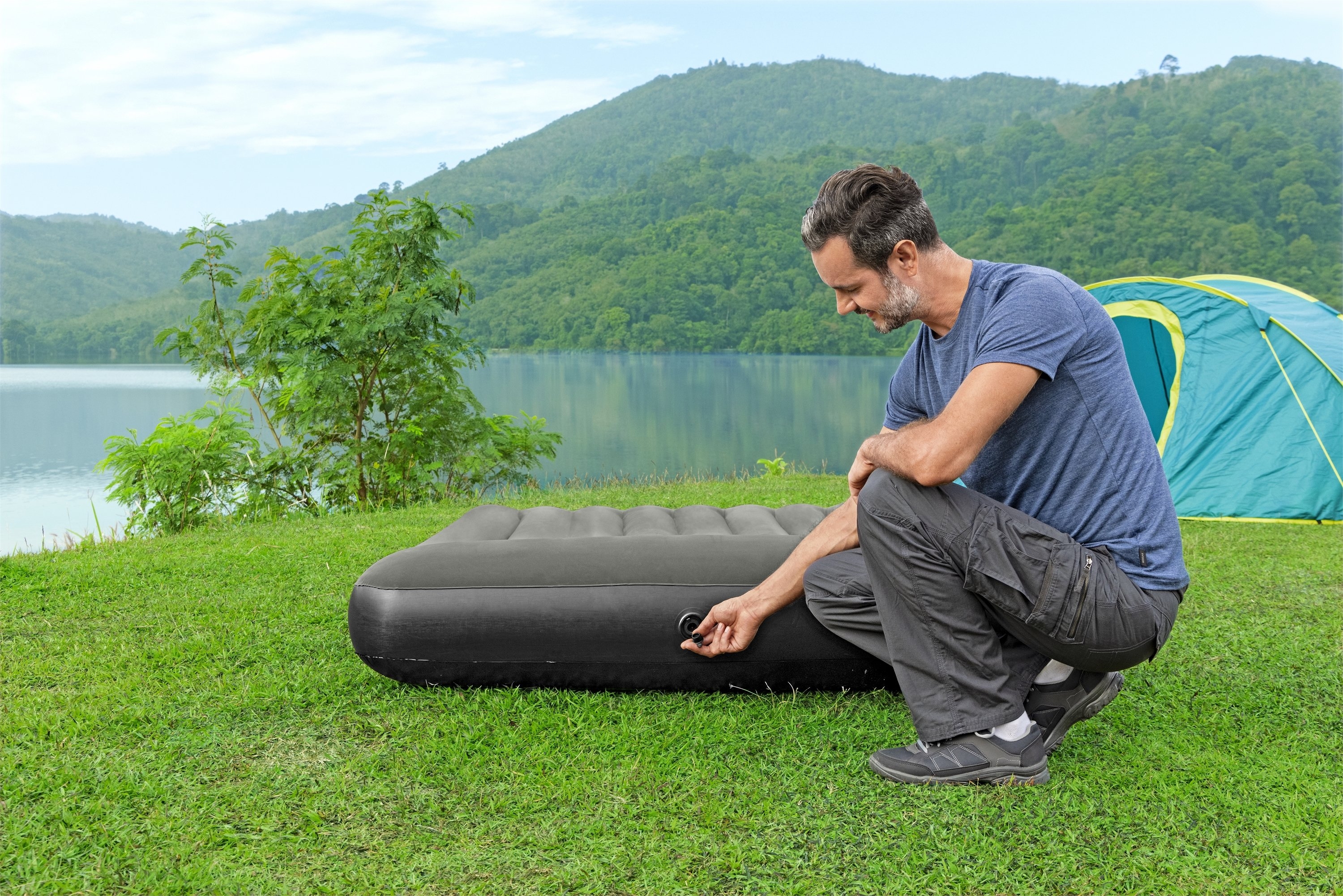 Bestway Tritech Double Airbed Black 191 x 137 x 30cm