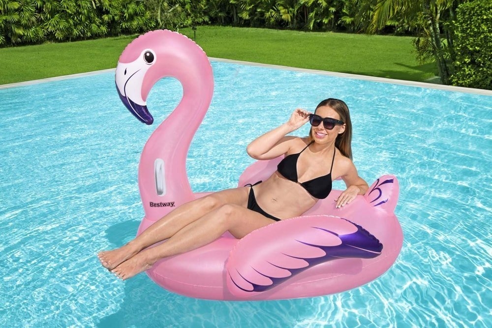 Bestway Luxury Flamingo Ride-On Inflatable Pool Float 1.53 x 1.43m