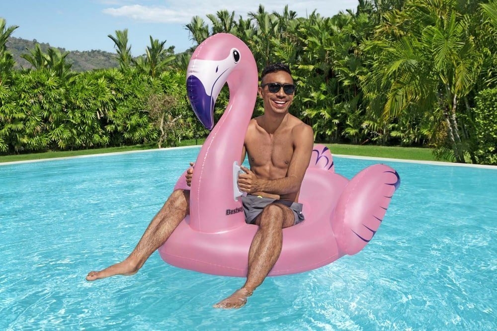 Bestway Luxury Flamingo Ride-On Inflatable Pool Float 1.53 x 1.43m