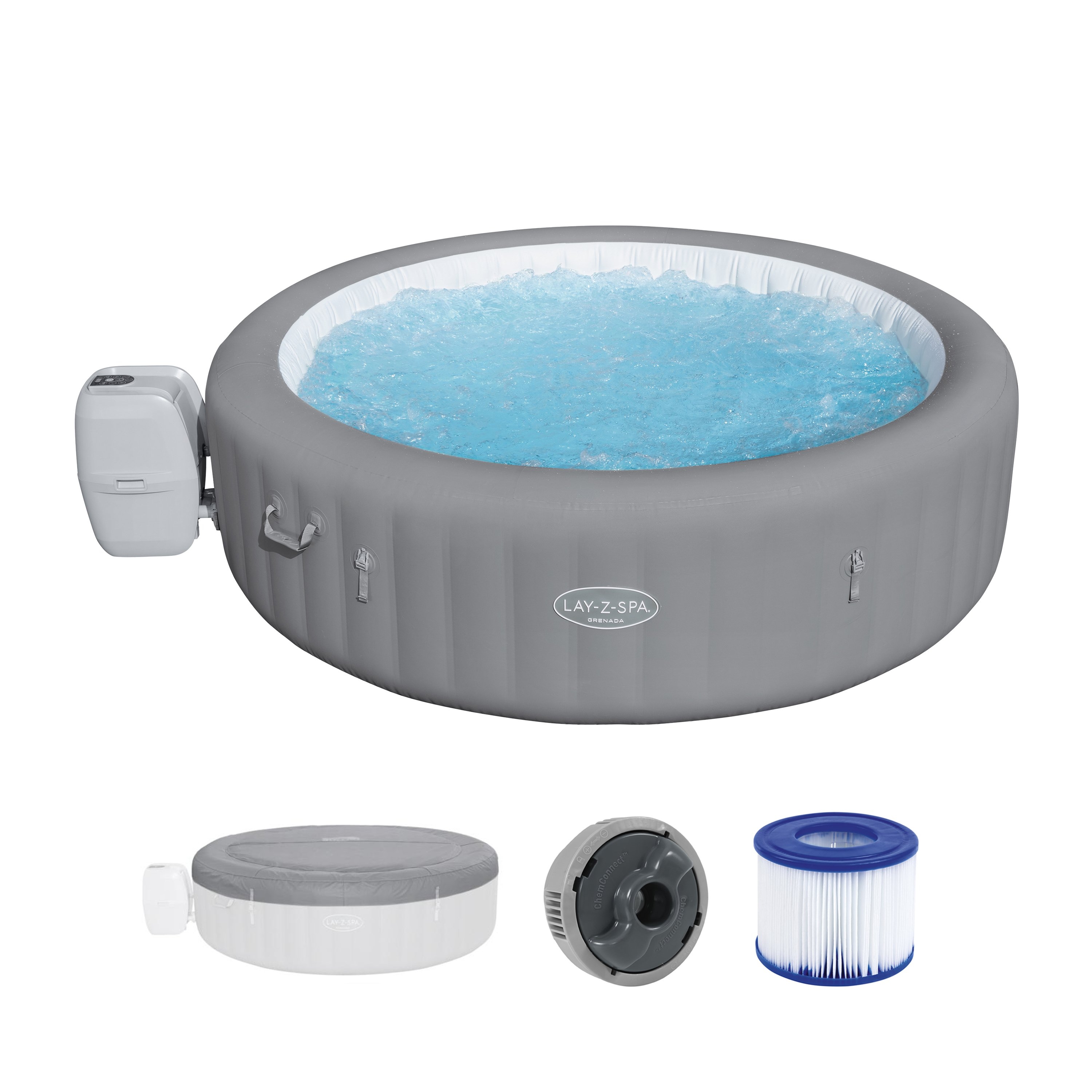 Lay-Z-Spa Grenada Airjet Portable Inflatable Spa Pool 2.36m 1350L