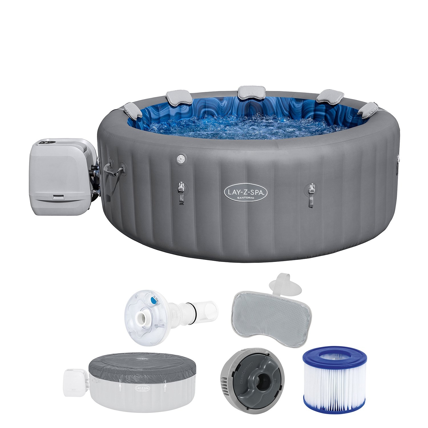 Lay-Z Spa Santorini HydroJet Pro Portable Inflatable Spa Pool 2.16m 1190L