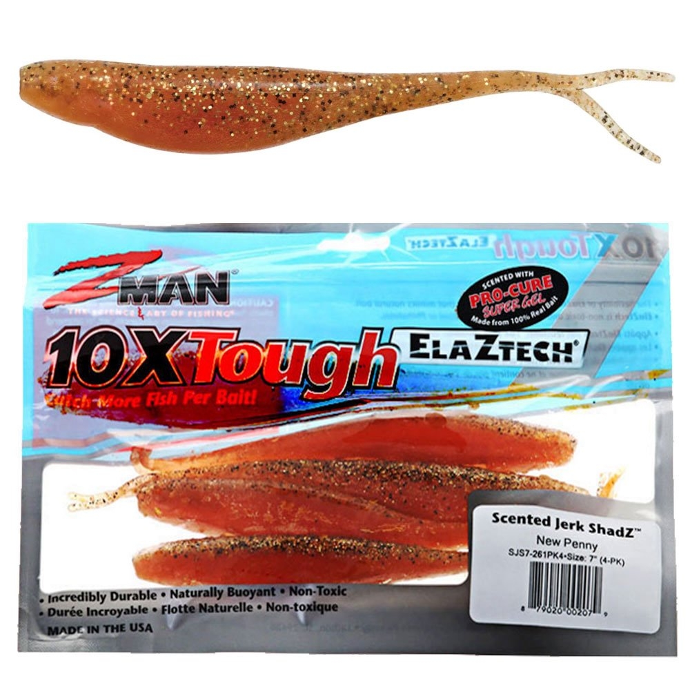 Z-Man Jerk ShadZ Scented Soft Bait 17cm Qty 4 New Penny