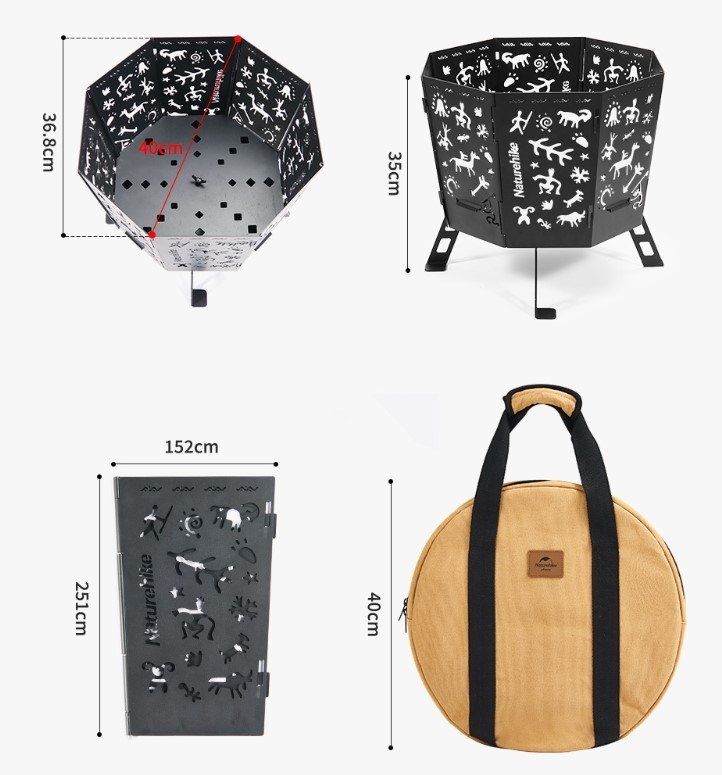 Naturehike Totem Folding Fire Pit Black