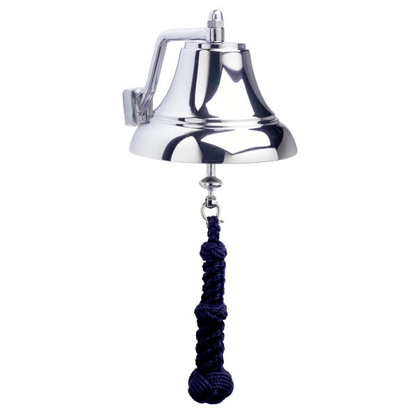 Weems & Plath 7in Chrome Bell W/Navy Monkeys Fist Lanyard