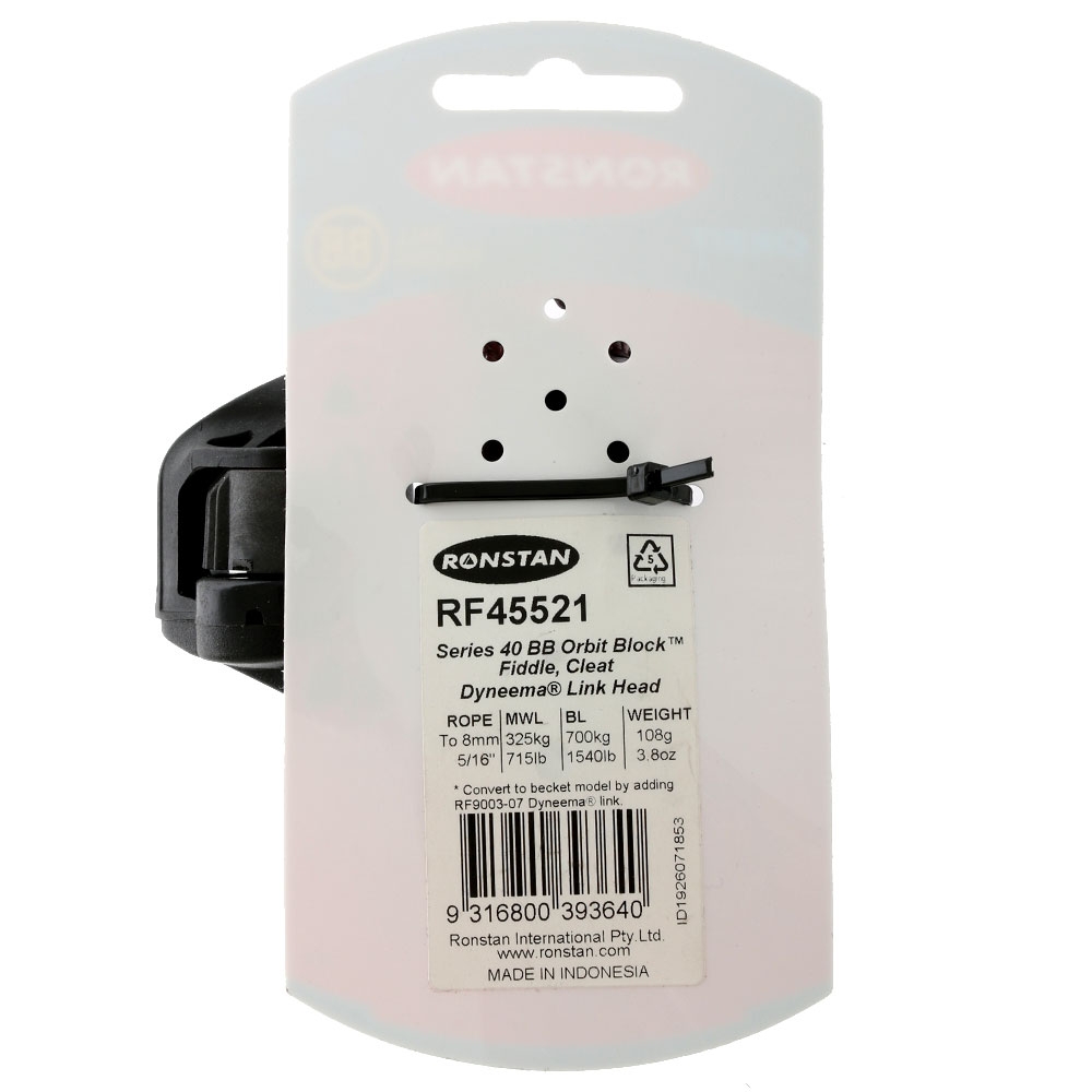 Ronstan RF45521 Series 40 Ball Bearing Orbit Block - Fiddle & Cleat Link Head