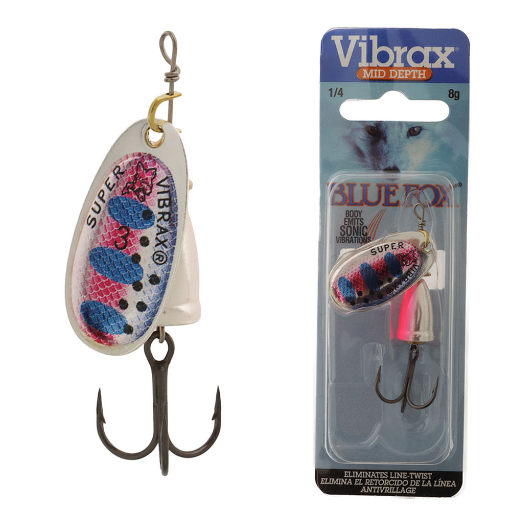 Blue Fox Vibrax Mid Depth Spinner Lure 8g Rainbow Trout