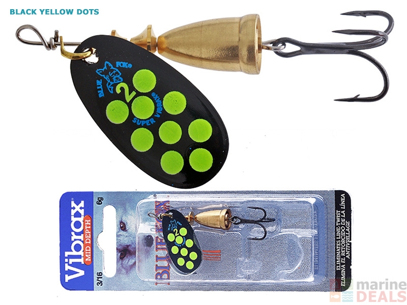 Blue Fox Vibrax Hot Pepper Spinner Lure 6g Black Yellow Dots