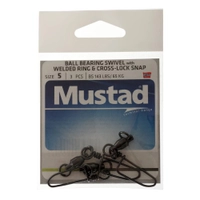 Mustad Ball Bearing Game Swivel with Cross-Lock Snap Size 5 65kg Qty 3 Thumbnail Mustad Ball Bearing Game Swivel with Cross-Lock Snap Size 5 65kg Qty 3