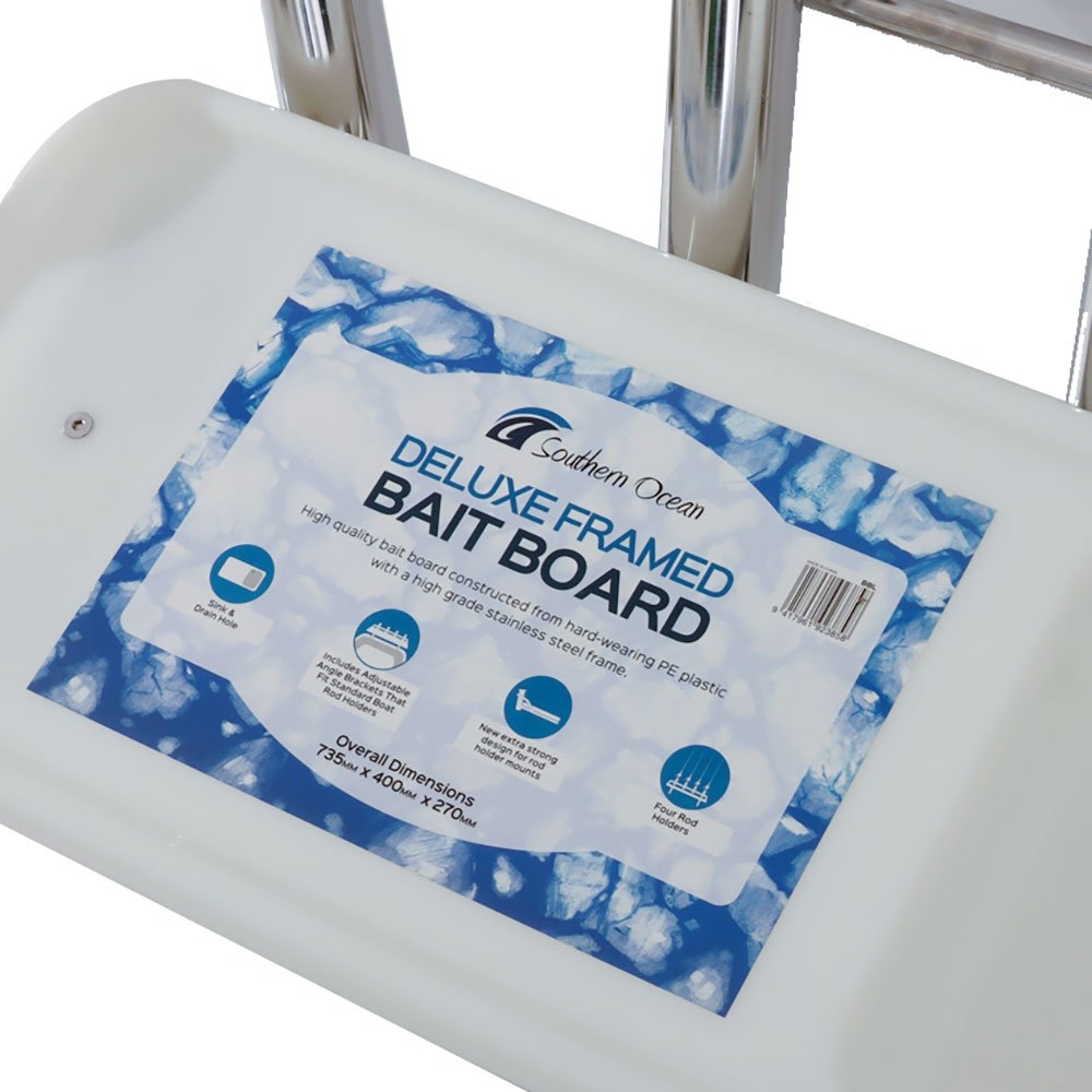 Southern Ocean Deluxe Bait Board with Stainless Steel Fittings and 4 Rod Holders