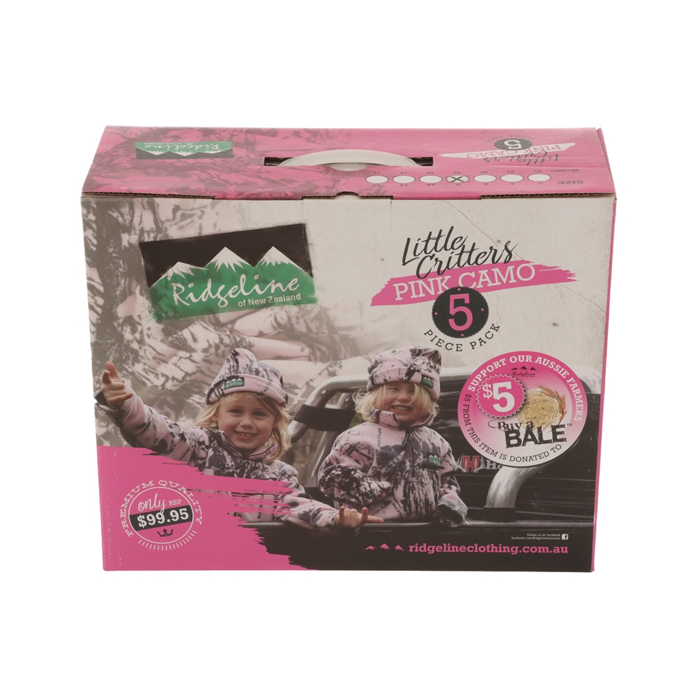 Ridgeline Little Critters 5 Piece Kids Fleece Clothing Pack Pink Camo Age 14