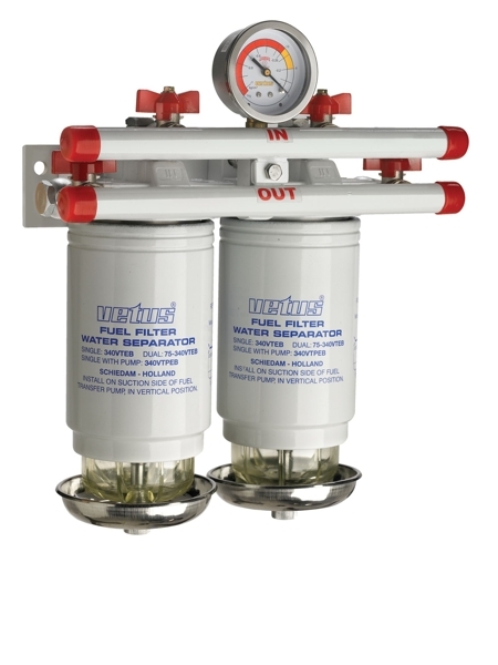 VETUS Double Fuel/Water Separator 10 Micron 380 L/H