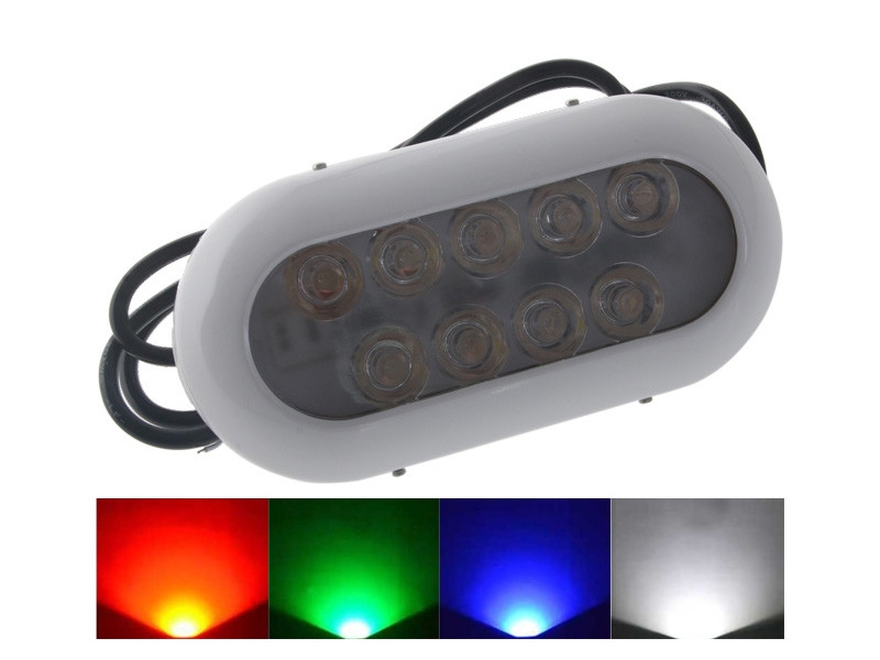 Multi Coloured 9 LED Underwater Boat Light 10-30VDC