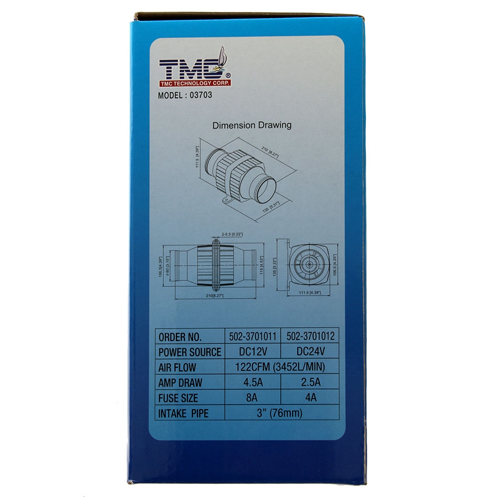 In-Line Bilge Blower 12v 3inch