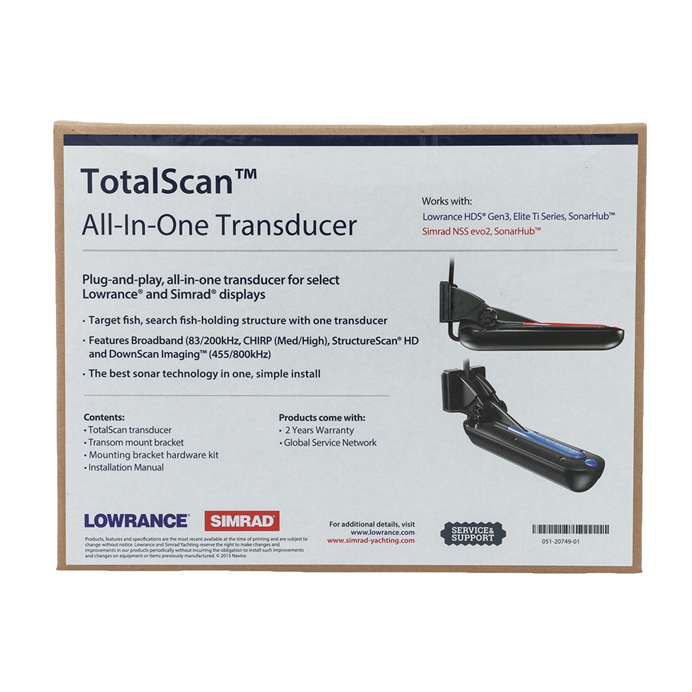 Lowrance TotalScan Skimmer Med/High Transducer 455/800kHz