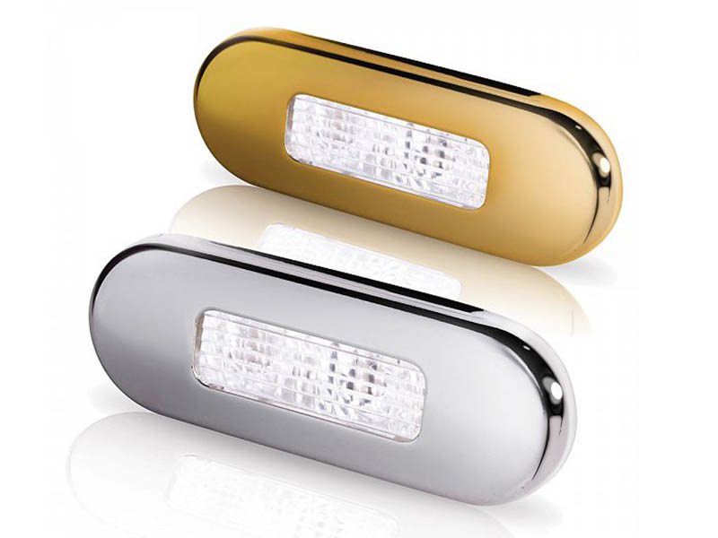 Hella Marine White 0.5w LED Oblong Step Lamp Satin Stainless Steel Rim