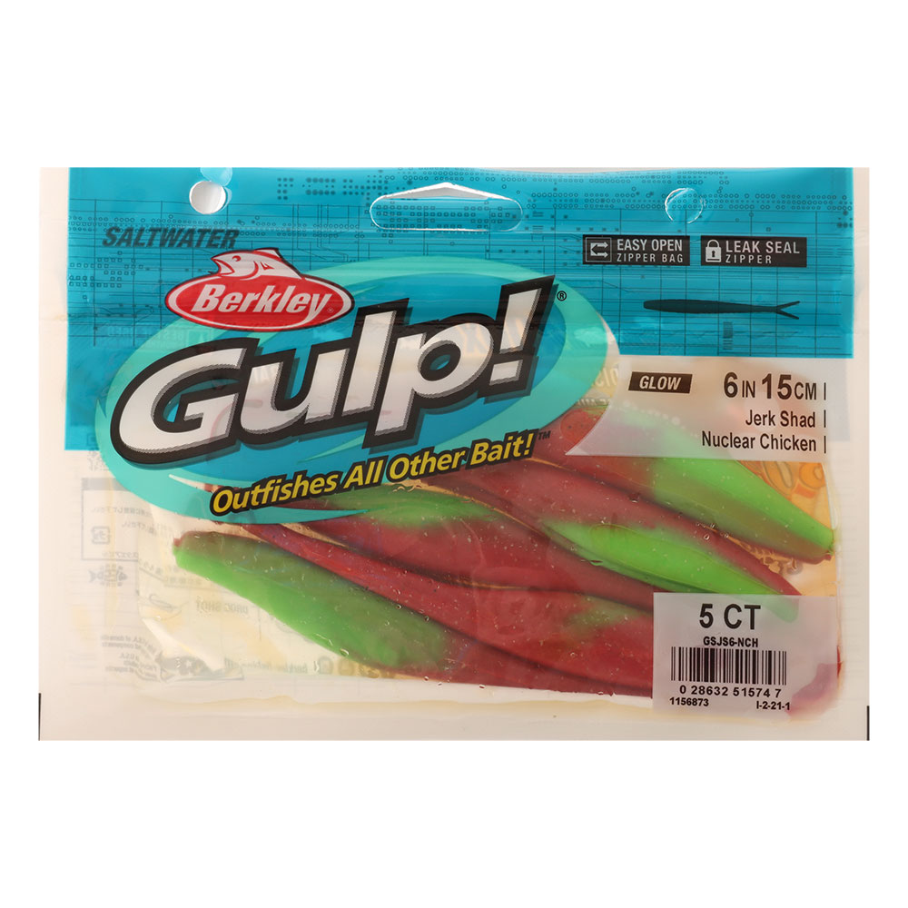 Berkley Gulp Jerk Shad Soft Bait 6in/15cm Nuclear Chicken