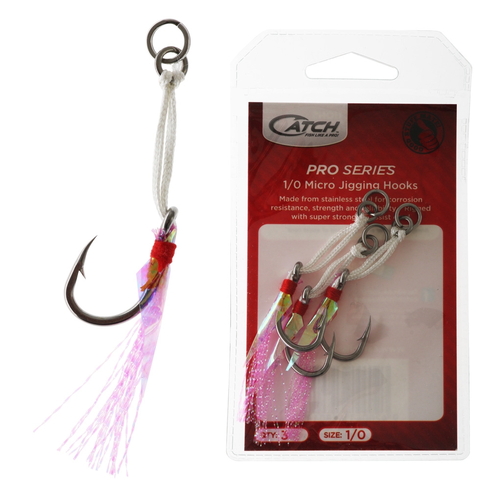 Catch Pro Series SJ51 Micro Jigging Assist Hooks 1/0 Qty 3