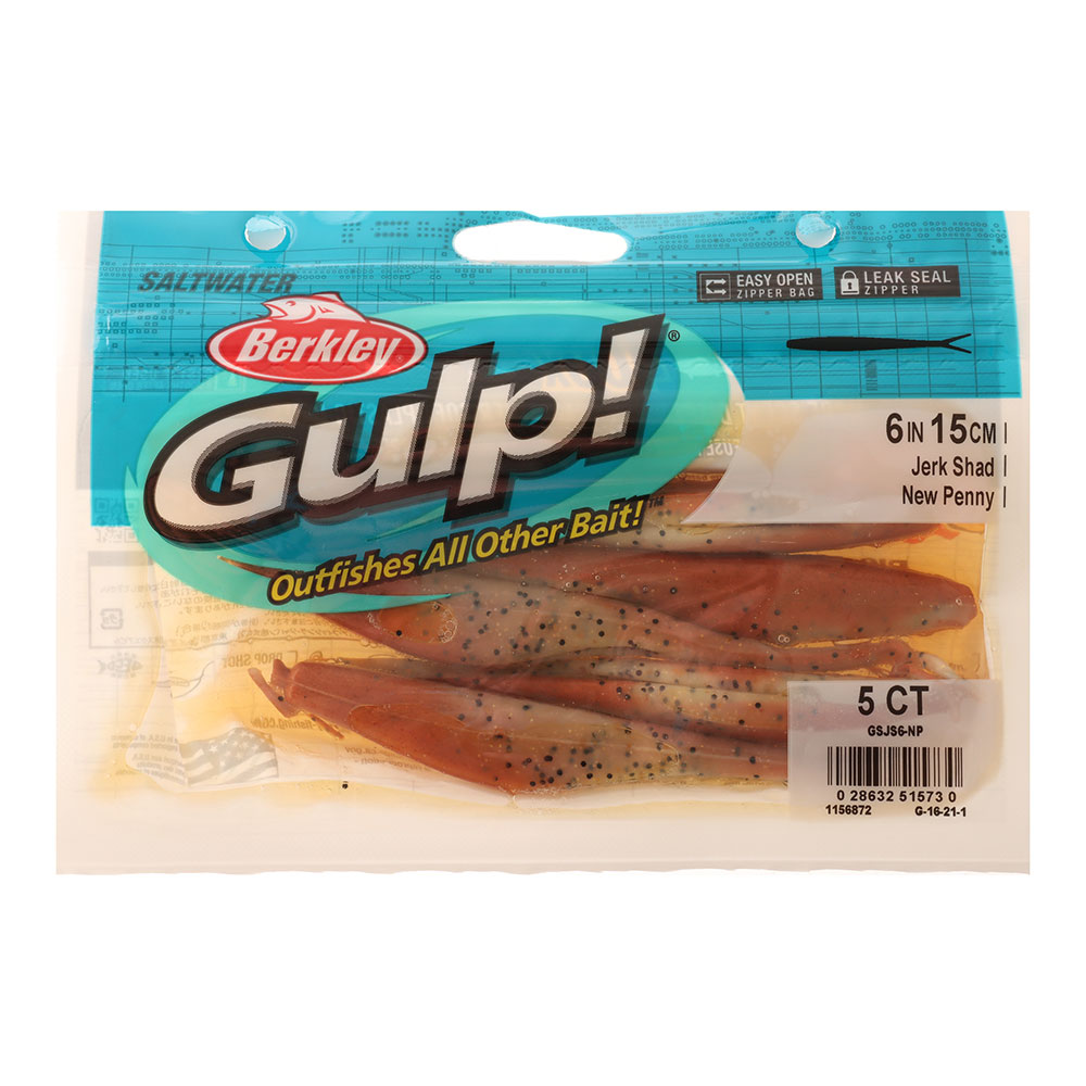 Berkley Gulp Jerk Shad Soft Bait 6in/15cm New Penny