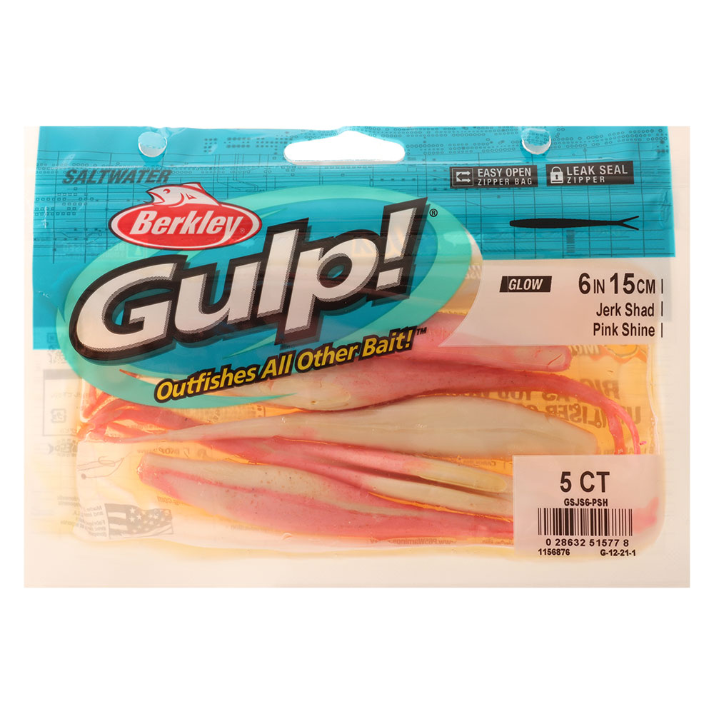 Berkley Gulp Jerk Shad Soft Bait 6in/15cm Pink Shine