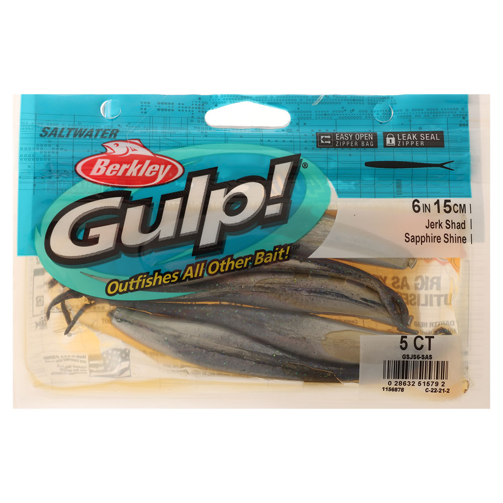 Berkley Gulp Jerk Shad Soft Bait 6in/15cm Sapphire Shine