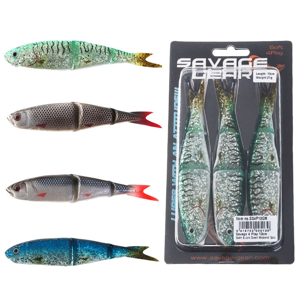 Savage Gear 4Play Swim and Jerk Swimming Soft Bait 13cm Qty 3