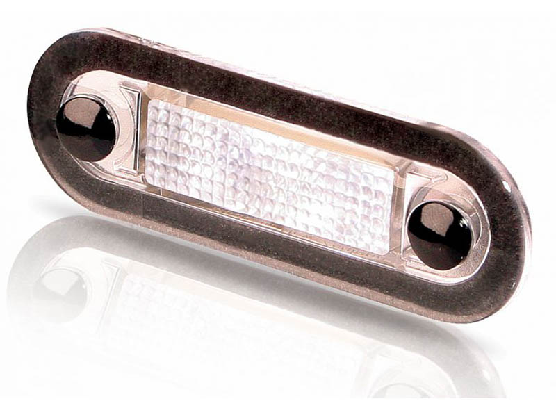 Hella Marine Multivolt 0.5w LED Courtesy Lamp Wide Rim Rectangular with Clear Lens 10-33V White