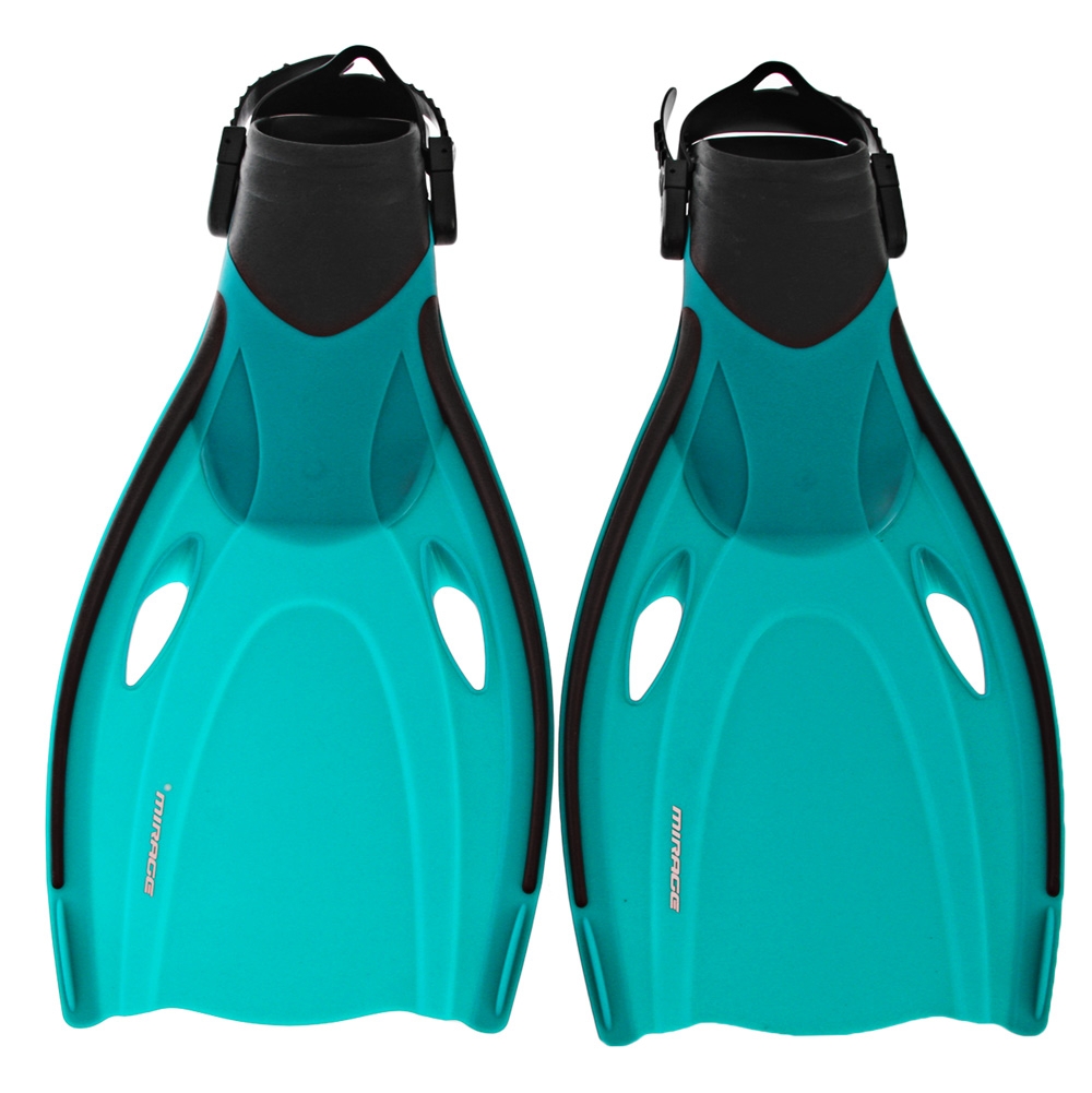 Mirage Mission Adult Dive Mask Snorkel and Fins Set Teal L/XL