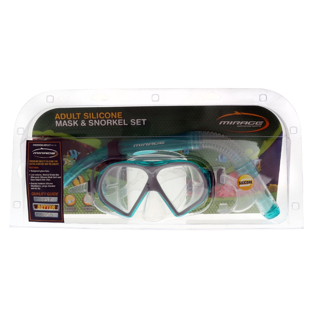 Mirage Freedom Silicone Dive Mask and Snorkel Set Green