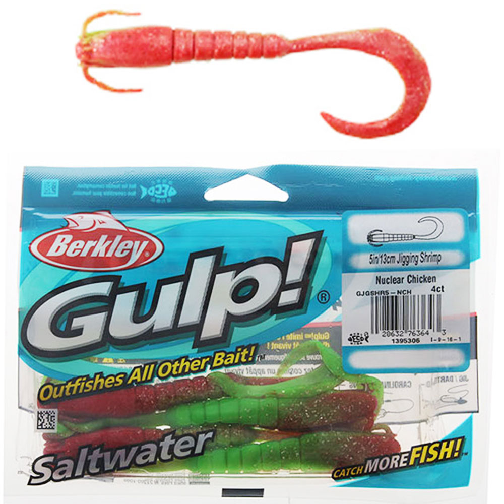 Berkley Gulp Saltwater Jigging Shrimp Soft Bait 13cm Qty 4 Nuclear Chicken