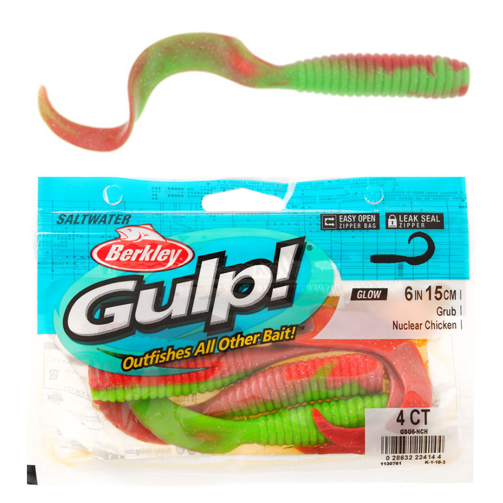 Berkley Gulp Grub Soft Bait 6in/15cm Nuclear Chicken