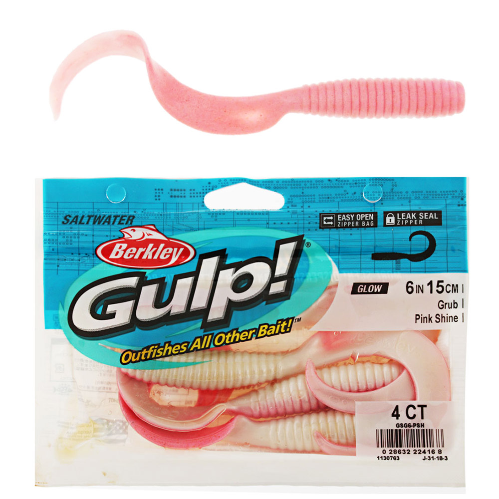 Berkley Gulp Grub Soft Bait 6in/15cm Pink Shine
