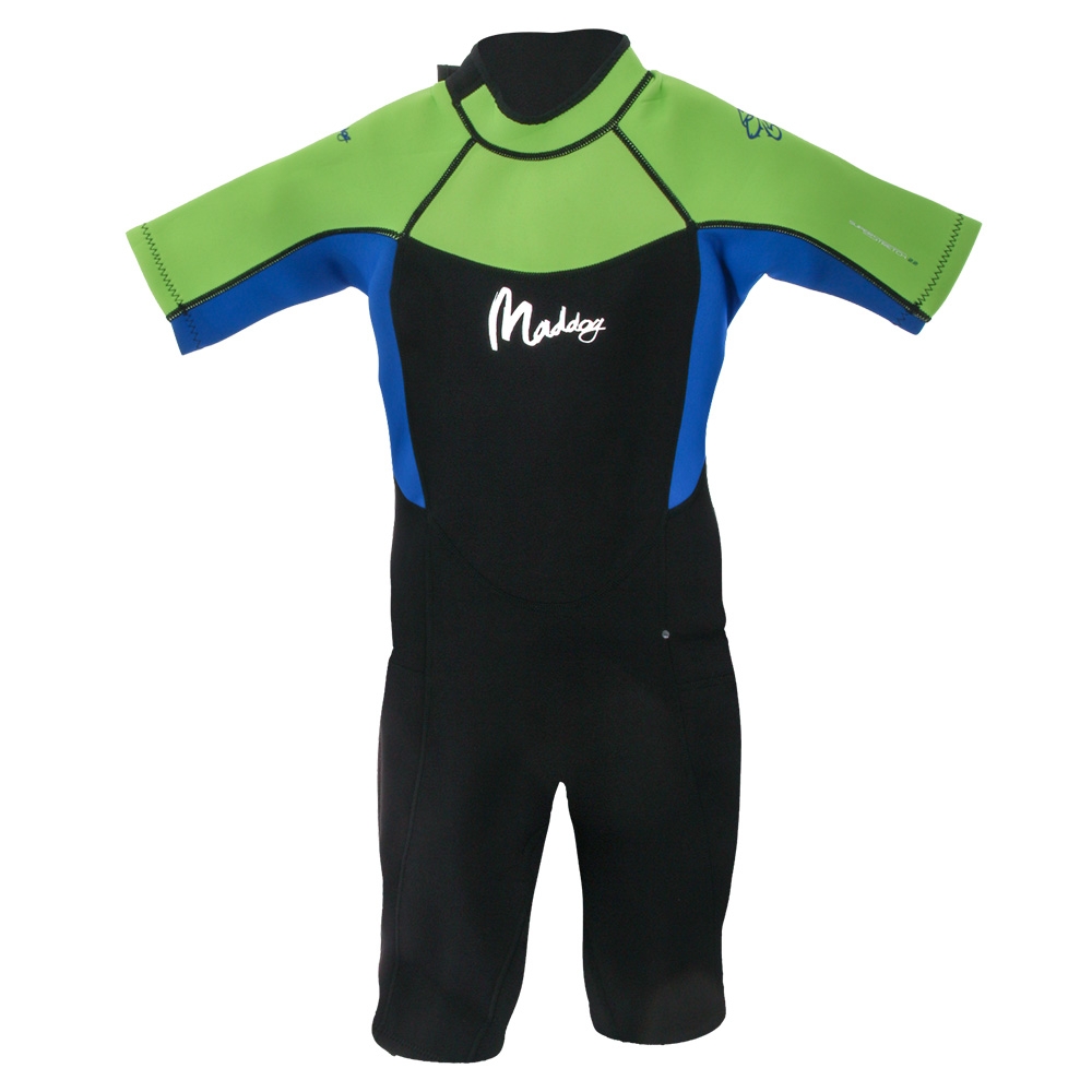 Maddog Neoprene Boys Shorty Wetsuit 3mm Green Blue Black Size 10
