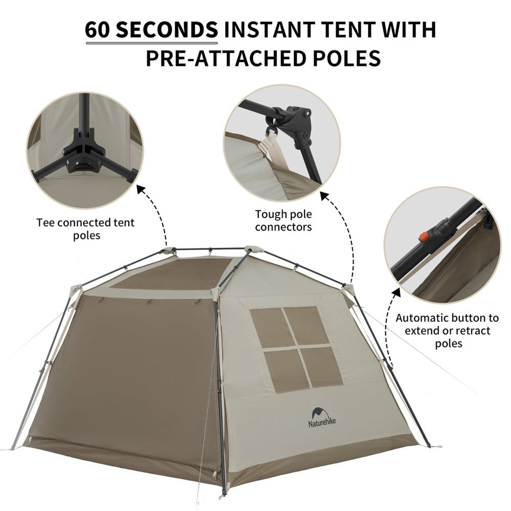 Naturehike Village 5.0 Instant Up 4P Tent with Canopy