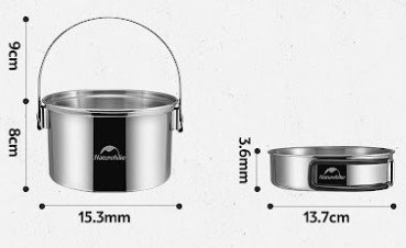 Naturehike Stainless 3-Piece Camp Cooking Set