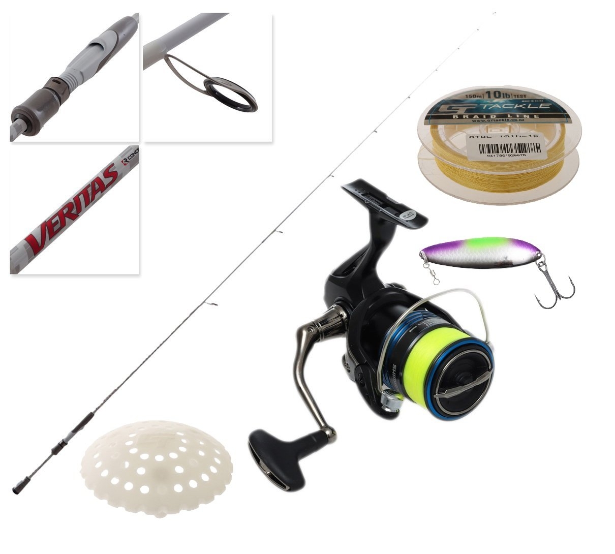 Shimano Nexave 3000HG Abu Garcia Veritas Soft Bait Canal Combo with Lure and Line 7ft 8in 1-3kg 2pc