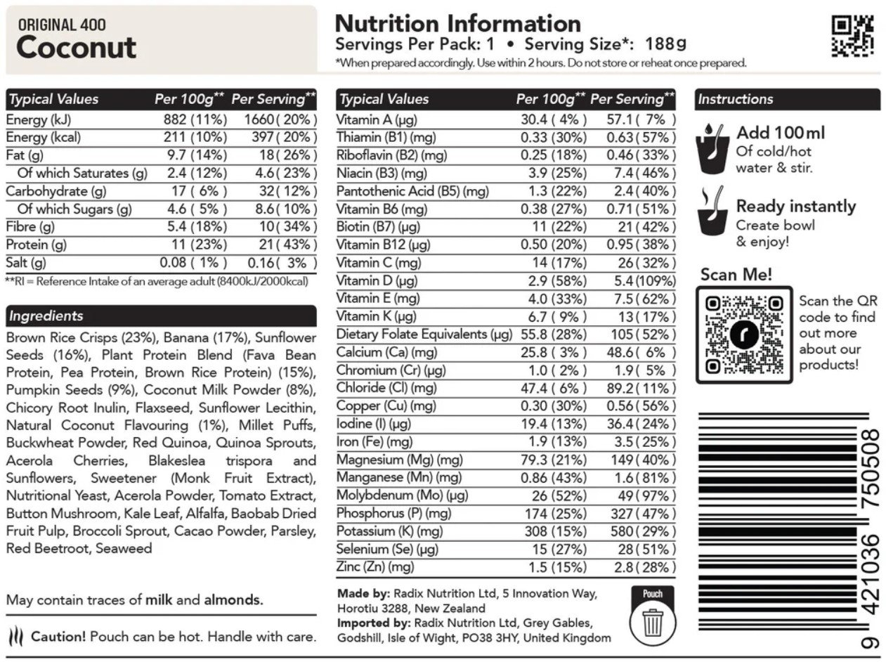 Radix Original Breakfast Meal V9 400kcal