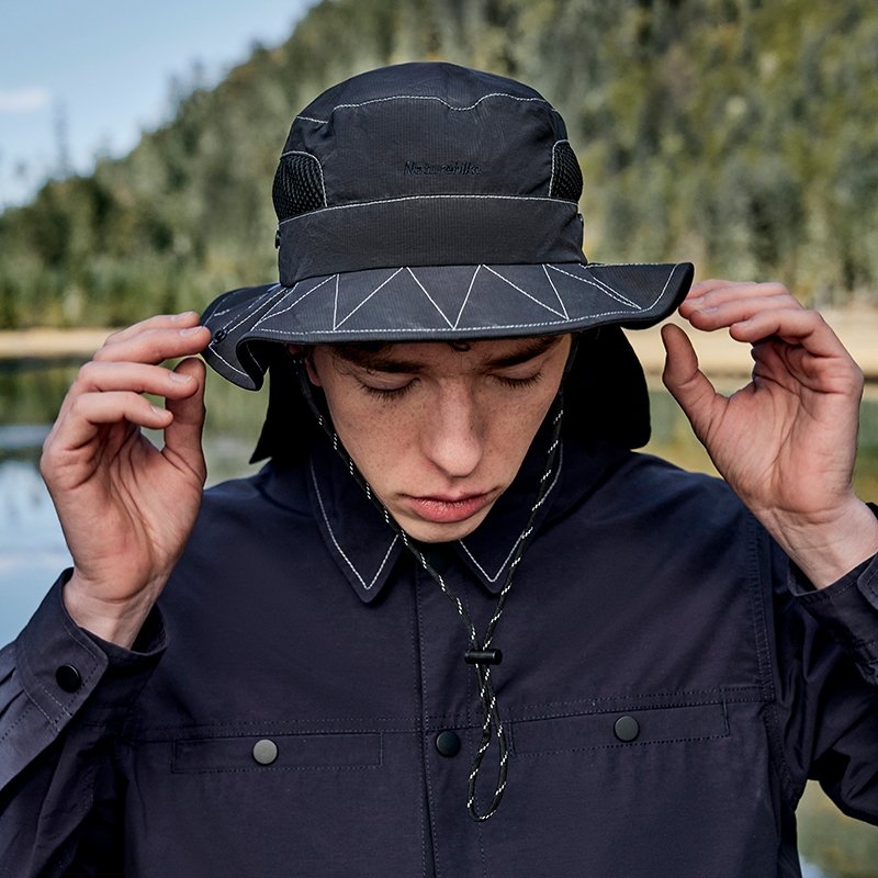 Naturehike UPF50+ Waterproof Bucket Hat with Back Flap Black