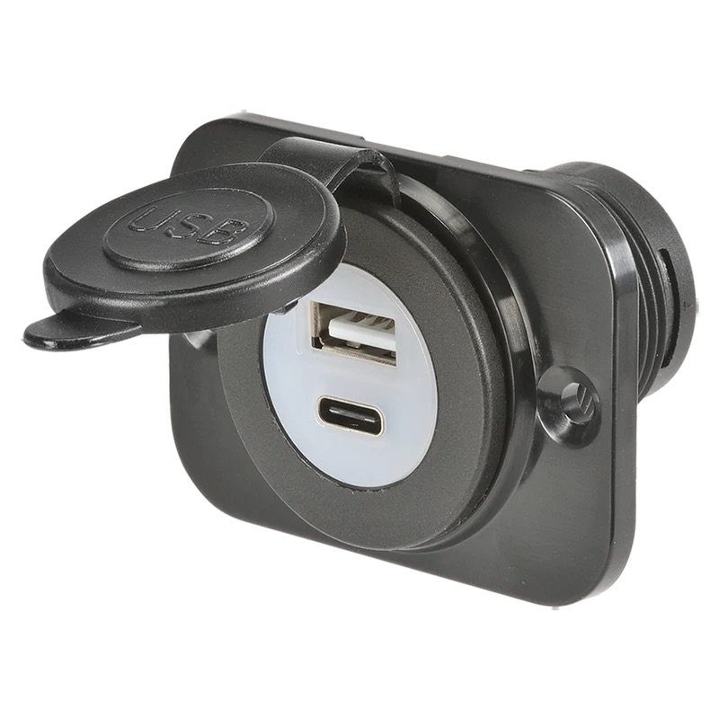 NARVA Heavy Duty Dual USB Accessory Socket 12–24V Black