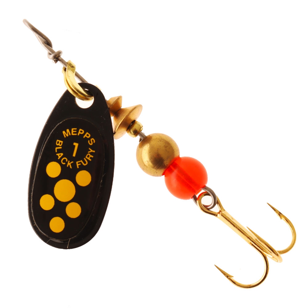 Mepps Black Fury Spinner Lure No.1 3.5g Yellow Treble Hook