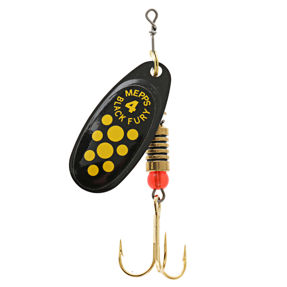 Mepps Black Fury Spinner Lure No.4 9g Yellow Treble Hook
