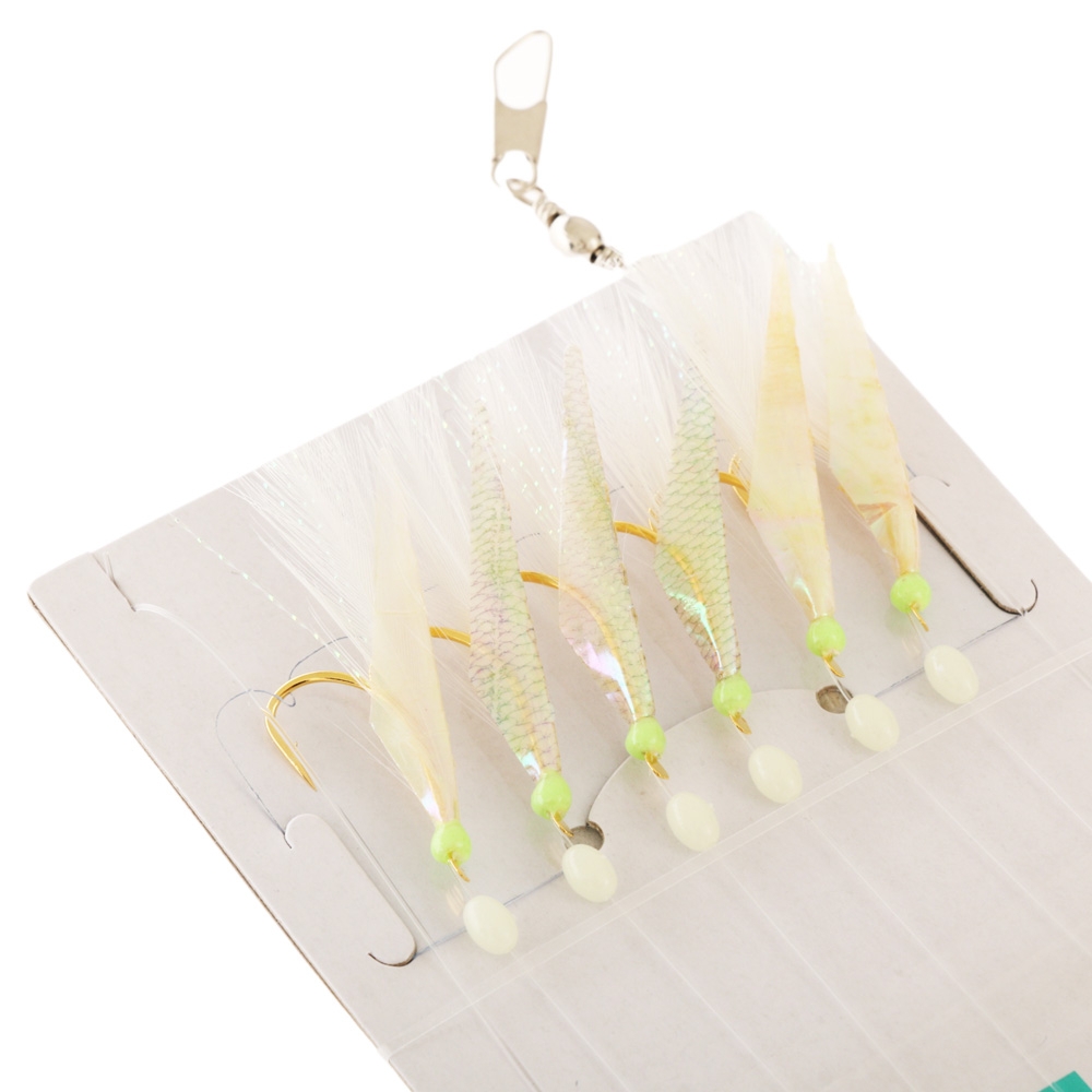 Hayabusa Feather and Yarn Gold Sabiki Rig Size 15