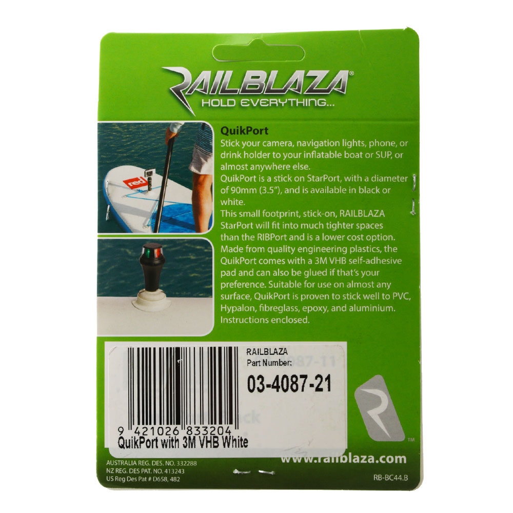 RAILBLAZA Quikport Stick-on Mount with VHB White