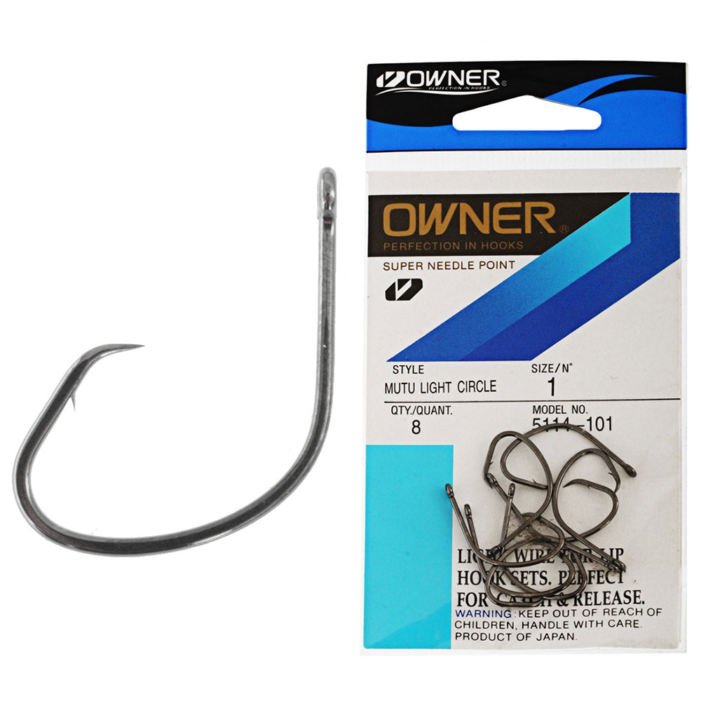 Owner Mutu Light Circle Hooks Size 1 Qty 8
