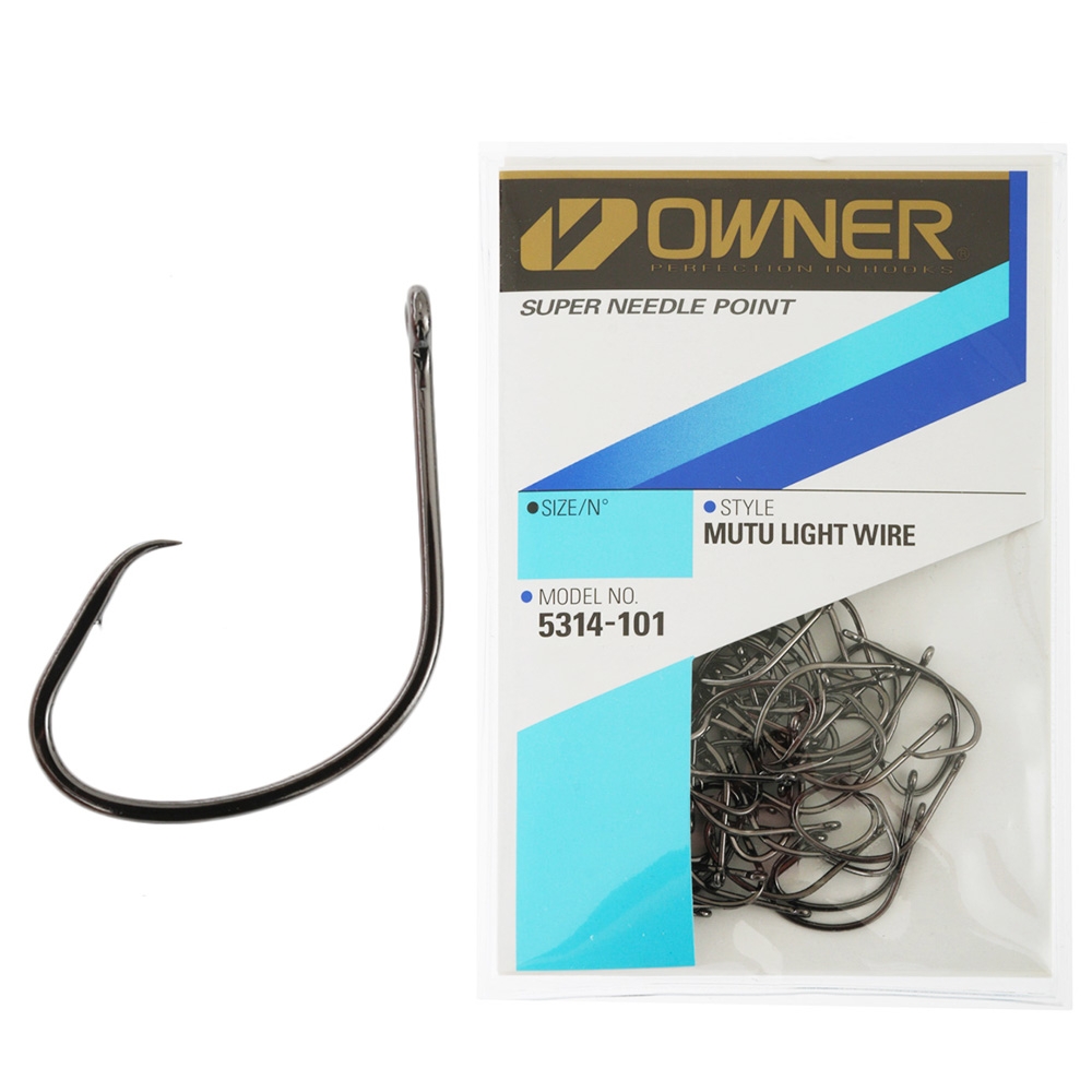 Owner Mutu Light Wire Tournament Circle Hooks Bulk Pack 2/0 Qty 34
