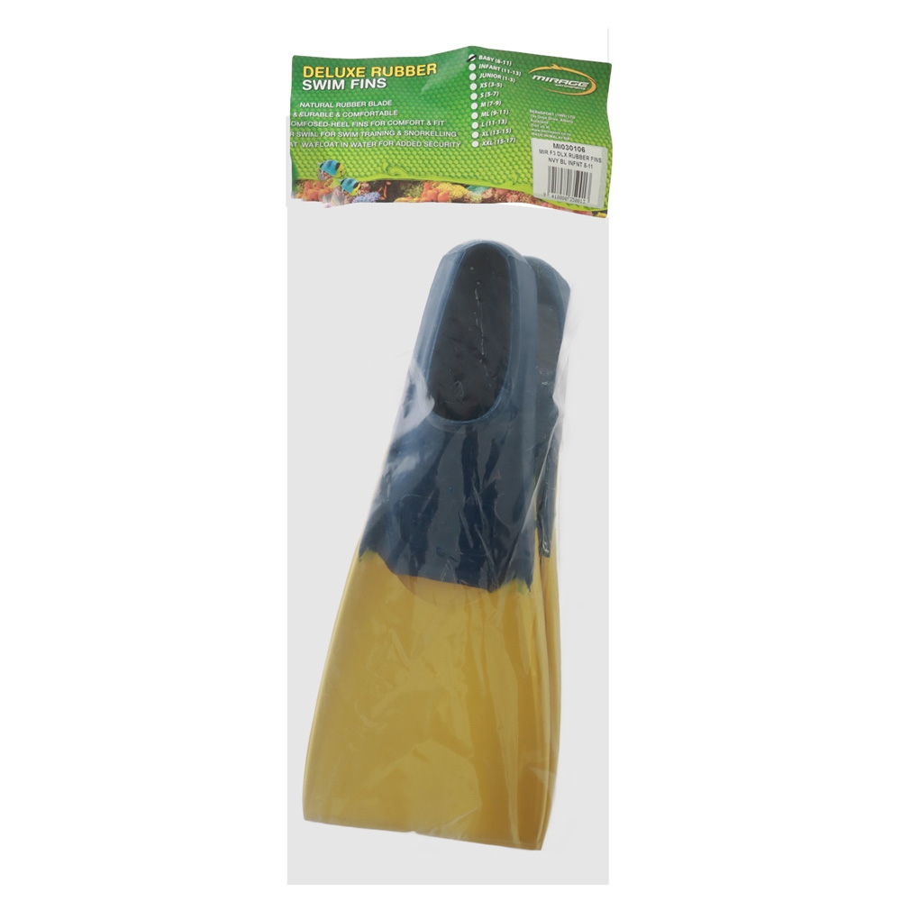 Mirage F3 Deluxe Rubber Swim Fins Navy Size 8-11 / Kids 2-4 years